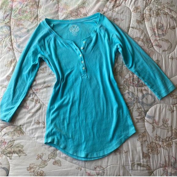 SO Tops - Vintage SO Women's Henley Long Sleeve Top